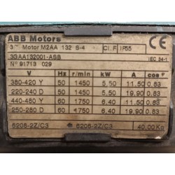 Moteur occasion ABB 5,5 kW 1450 tr/min