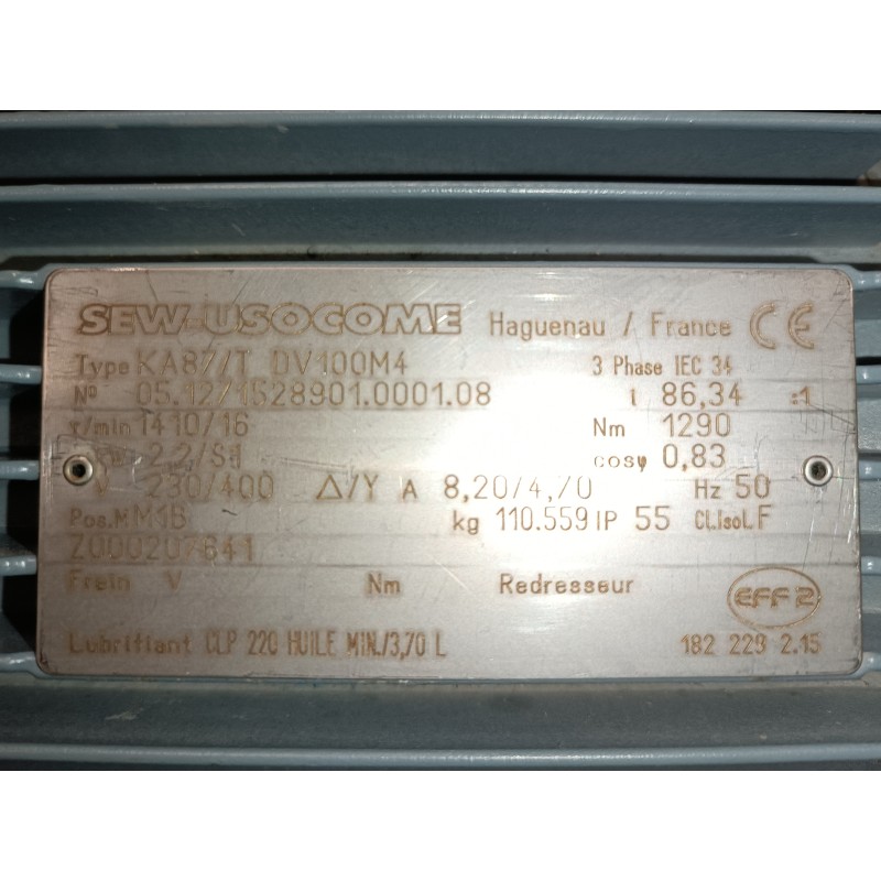 Sew 2 Motoréducteur occasion SEW 2,2 kW 1410/16 tr/min - MoteursElectriques.fr
