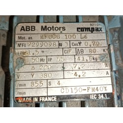 Moteur occasion ABB MFUCG100L6 1,5 kW 1000 tr/min