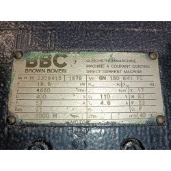 Moteur à courant continu occasion BBC 19,9 kW 1660 tr/min