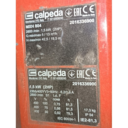 Pompe d’occasion multicellulaire Calpeda MX804 1,5kW 400V